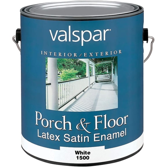 Valspar 1500 Porch and Floor Latex Satin Enamel, 1-Gallon, White — Residential Use, Standard Application