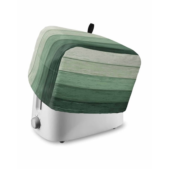 Rustic Toaster Cover 2 Slice, Gradient Green Wood Plaid Bread Maker Cover Toaster Dust Cover with Pockets, Dust-Proof Cover for Kitchen Small Appliance 12x7.5x8in