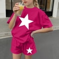 thumbnail image 6 of Amidoa Girls Summer 2 Piece Outfits Floral Cute Short Sleeve and Casual Shorts Kids Clothing Set Hot Pink Size 6, 6 of 8