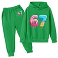 thumbnail image 4 of Kids Outfits Set 6 7 Six Seven Letter Outfits Set Comfortable Boys Graphic Print Hoodie And Jogger Outfit Two Piece Playwear For Toddler And Youth Kids Green 130(7-8 Years), 4 of 9