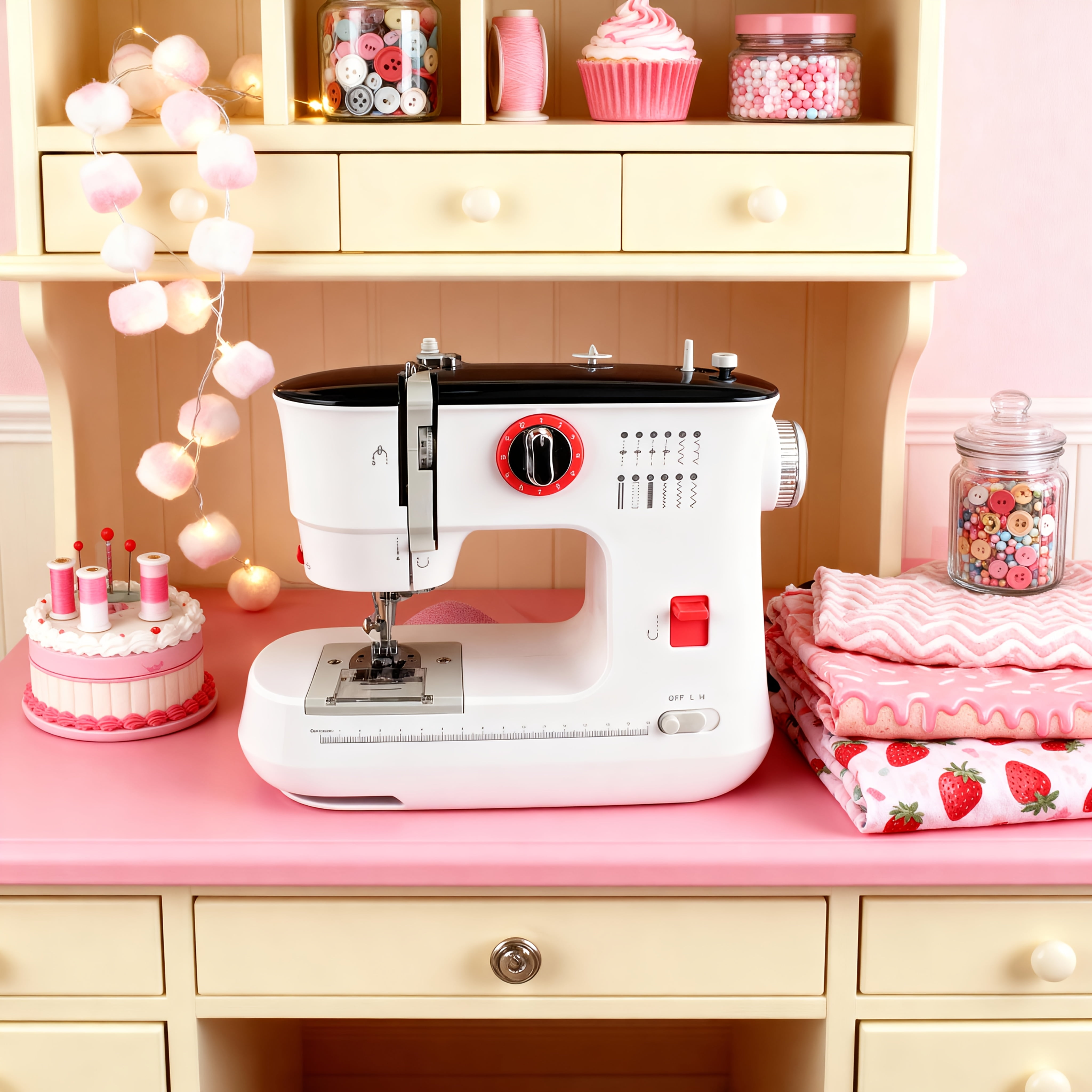 Sewing Machine, 12 Needle Electric Sewing Machine Mini Two-thread Sewing Machine Foot Pedal US 110V, 519 Sewing Machine to Meet Sewing Needs