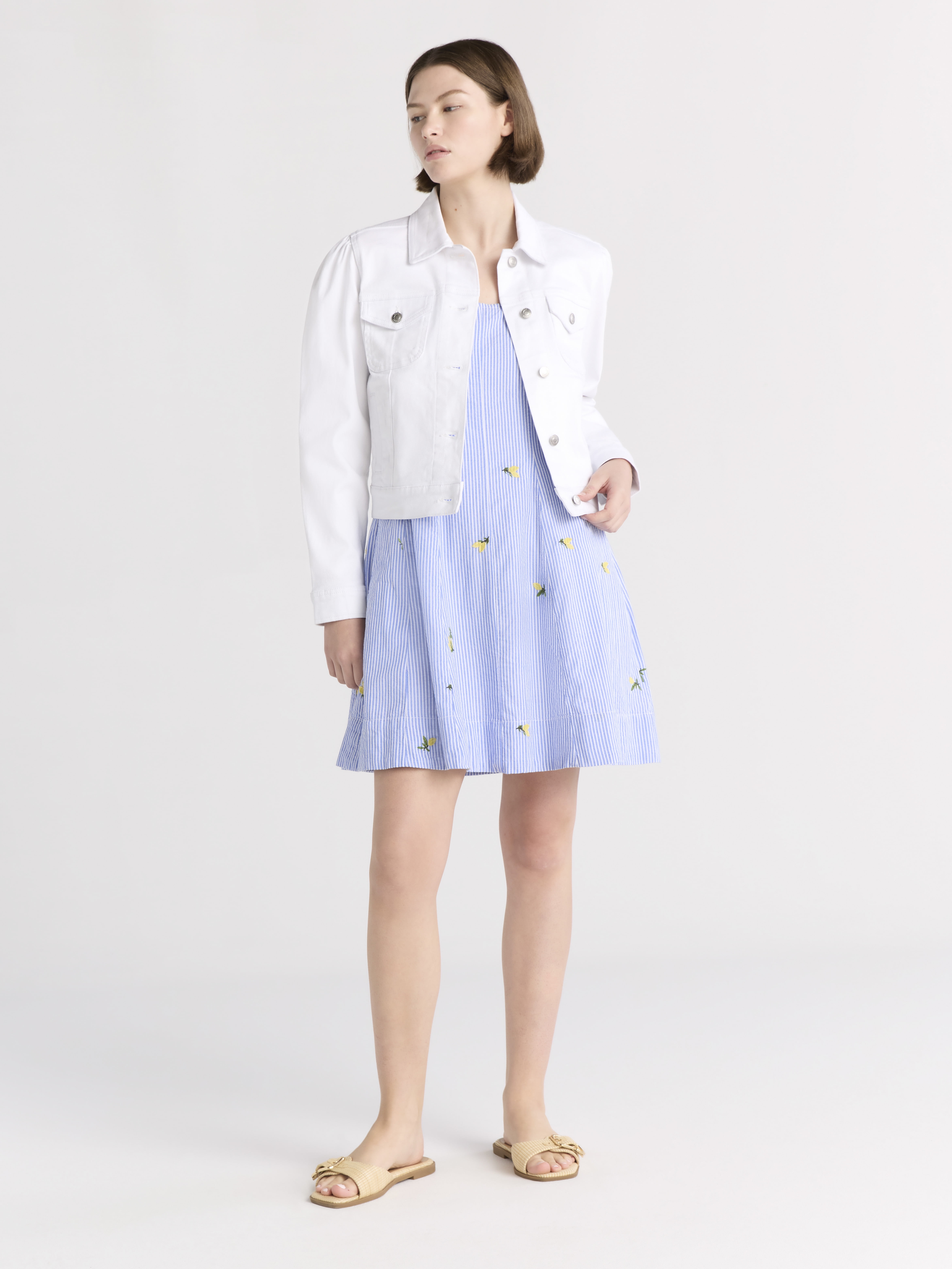Free Assembly Women's Cropped Denim Jacket with Puff Sleeves, Sizes XS-XXL