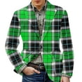 thumbnail image 3 of Kixjoy Suit Jacket for Men Big and Tall Button Down Fashion Blazer Long Sleeve Regular Fit Fall Coat Casual Plaid Lightweight Jackets for Men with Pockets, Green XL, 3 of 5