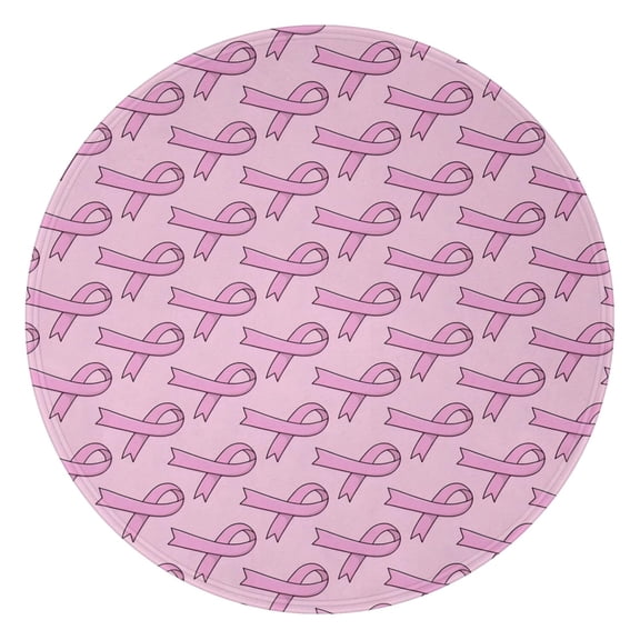 Pink Breast Cancer Round Blanket,Comfortable Soft Flannel Throw Blanket,All Season,Warm Lightweight Blankets for Sofa Bed Couch Living Room Chair 47"x47"
