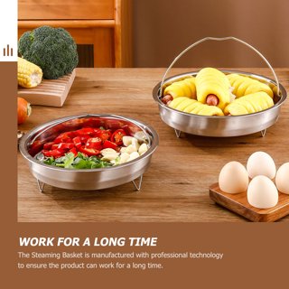 Rice Cooker Steamer Basket Stainless Steel Steaming Basket Food Steamer Basket with Handle, Size: 22X22X6.2CM