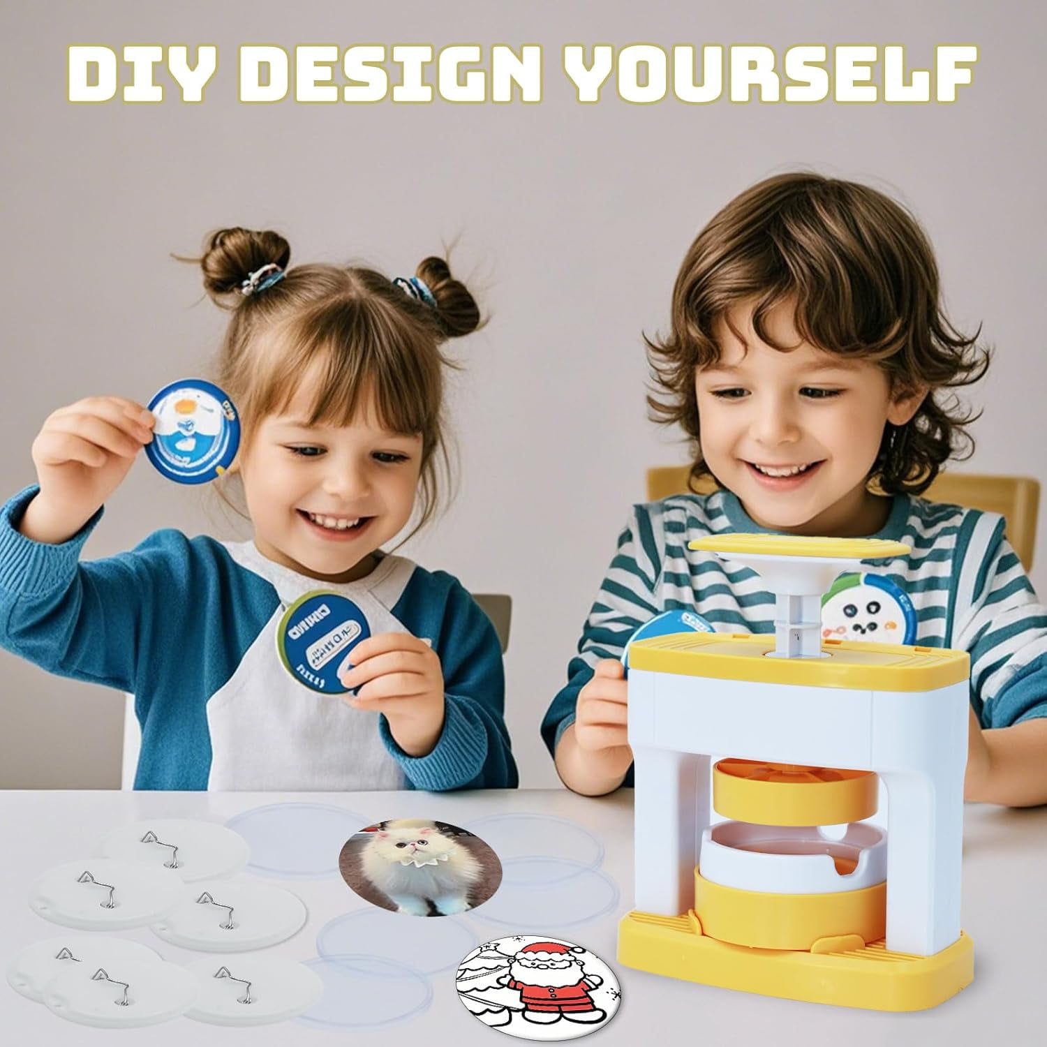 Button Maker Machine, 55 mm Button Pin Maker Machine, DIY Pin Button Maker Press Machine Badge Punch Kit with 48Pcs Button Parts Pictures & Circle Cutter Present
