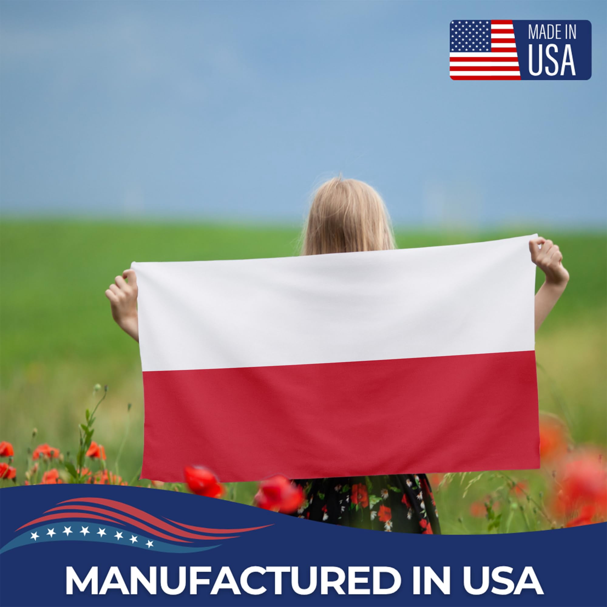 Poland Outdoor Flag (3x5ft) by DreamController - Durable, Fade-Resistant Polyester, Double-Stitched, Brass Grommets - HD Printed Eastern Europe Flag - Made in USA