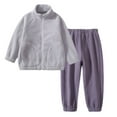 thumbnail image 2 of Ashirexll Toddler Outfits for Girls Boys Clothing Sets Winter Thermal Solid Color Velvet Long Sleeve Round Neck Top and Pajama Pants 2 Piece Set, 2 of 3