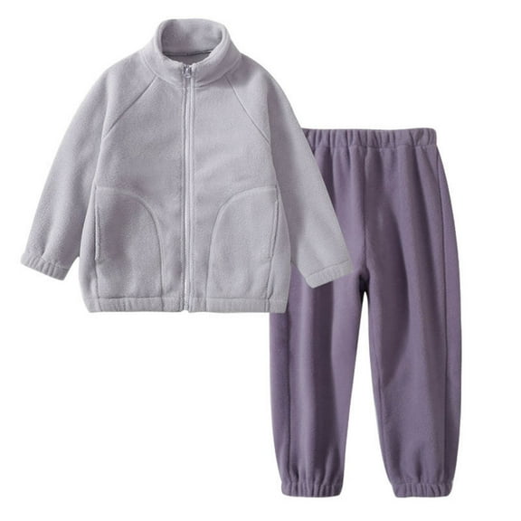 Girls' Jogger Sets, 2 Piece Winter Fall Outfits Soft Warm Fleece Full-zip Jacket with Joggers Pants Set Snow Suits (17-18 Years, Purple)