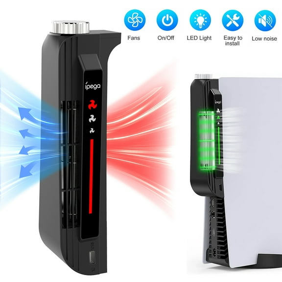 TSV Cooling Fan Fit for PS5 Disc, Digital Edition, USB External Centrifugal System Cooler with 3-speed Adjustable Fan Speed, LED Indicator Panel, Sony PlayStation 5 Accessories