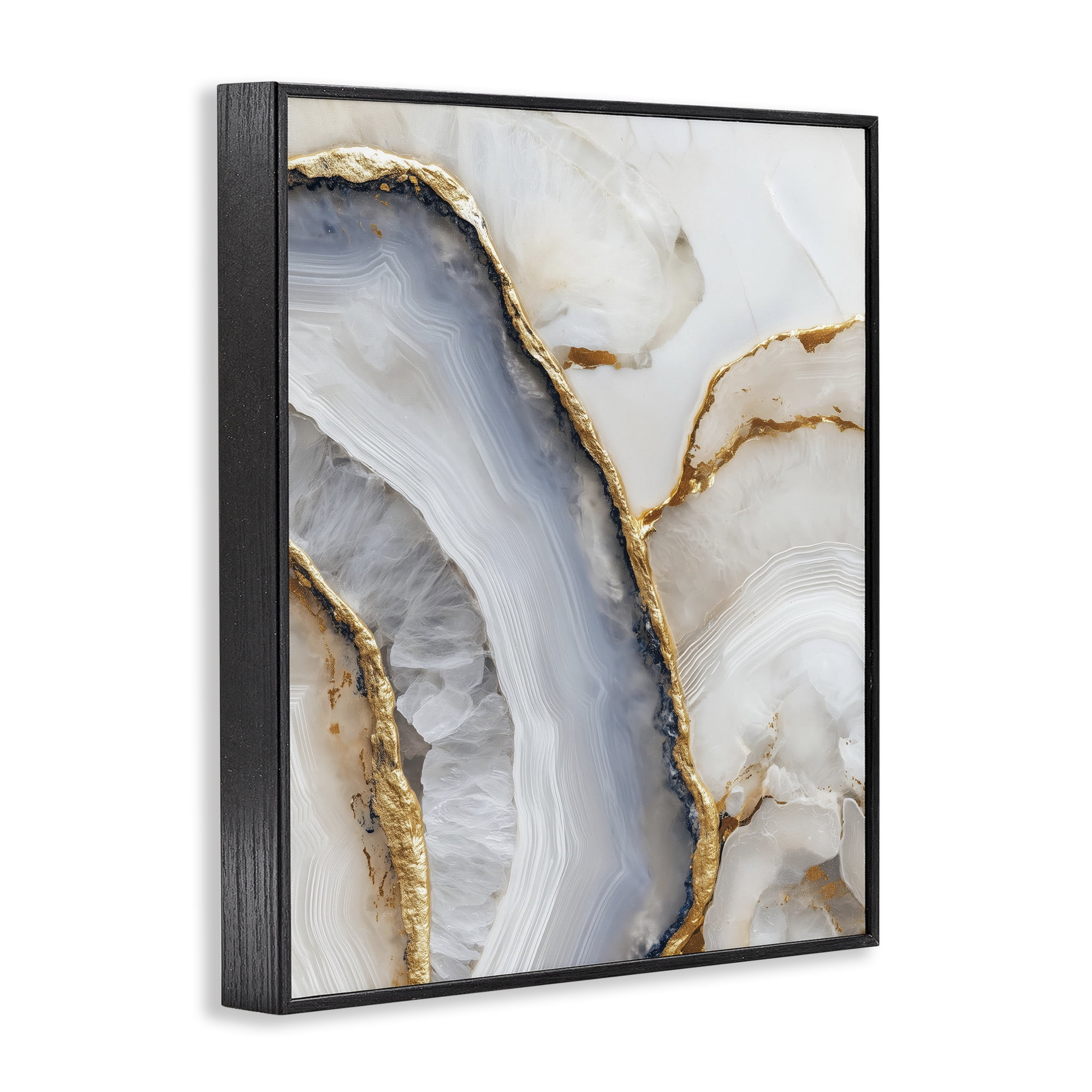 Stupell Industries Golden Marble Flow Black Framed Giclee Art, design by Svetlana Aleynikova