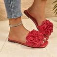 thumbnail image 2 of Women's Flat Flip Flops Square Toe Soft Sole Open-Toe Flower Comfortable Spring Summer Beach Slippers,Size 36-43, 2 of 9