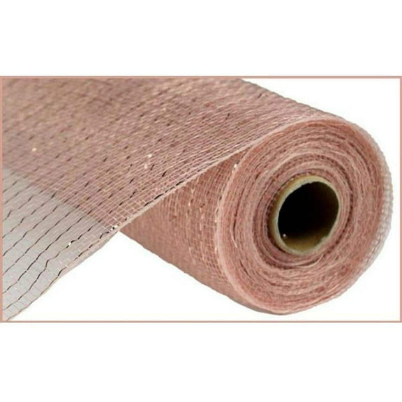 10" Poly Deco Mesh Ribbon: Metallic New Rose Gold w/Foil