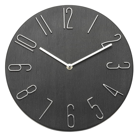 Uxcell 12" Vintage Wall Clock with Arabic Numerals, Modern Rustic Metal Small Clocks for Living Room Bedroom Kitchen Office Decor, Silent Non Ticking Black