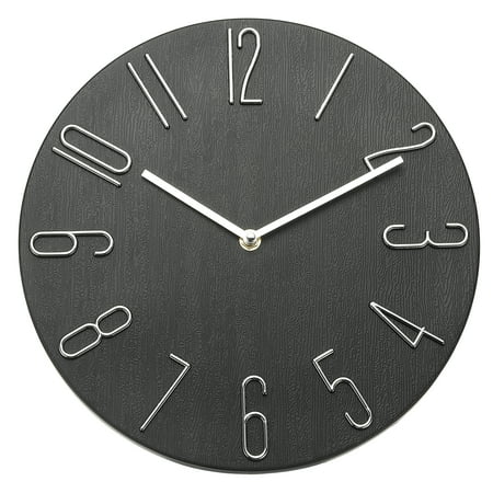 Uxcell 12 Vintage Wall Clock with Arabic Numerals, Modern Rustic Metal Small Clocks for Living Room Bedroom Kitchen Office Decor, Silent Non Ticking Black