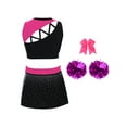 thumbnail image 2 of Hansber Kids Girls Cheerleading Dance Outfits 4 Piece Sleeveless Tank Top with Skirt Cheer Uniform Dress Suit Hot Pink 14, 2 of 4