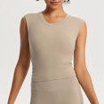 thumbnail image 3 of Workout Tank Tops Woman Lightweight Breathable Crewneck Stretchy Slim Fit Padded Crop Sleeveless Shirt Athletic Gym Tanks, 3 of 6