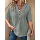 thumbnail image 5 of Blusas de Verano para Mujer, de Punto Gofre, de Corta, con Cordón, Sudaderas con Botones y Cuello en V, Blusas Informales, Camisas. Verde XL, 5 of 9