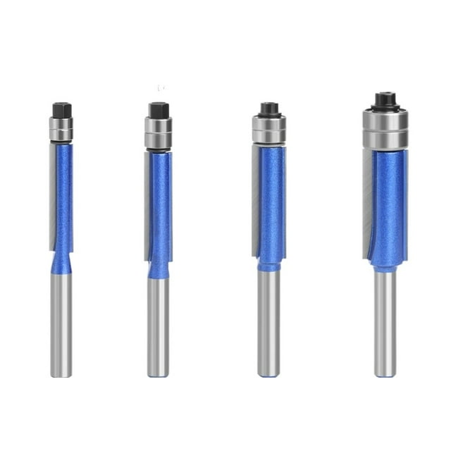 4PCS 1/4 6MM Shank Double Bearing Flush Trim Bit Router Bit Set Woodworking Milling Cutter For Wood Bit Face Mill ,Great Multi-Purpose Application