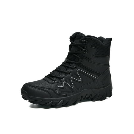 

Woobling Mens Military Tactical Boot Training Combat Boots Desert Hiking Shoes Work Winter Booties Breathable Outdoor Shoe Army Lightweight Black 8