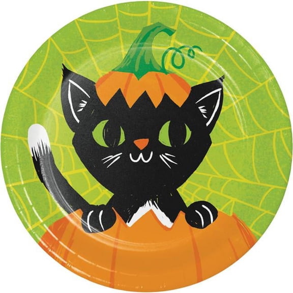 Creative Converting 359367 7 in. Colorful Halloween Dessert Luncheon Plate - 8 Count