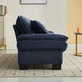 thumbnail image 5 of Blue Corduroy Loveseat Sofa with Pillows - Upholstered Deep Seat Couch for Living Room, Bedroom, Office, Dorm - Sturdy Manufactured Wood Frame, 5 of 8