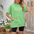 thumbnail image 6 of MEZZALL Women Solid Color Hoodies Sweatshirts Loose Zipper Pockets Short Sleeved Tops Basic Daily Outdoor Boho Travel, 6 of 8