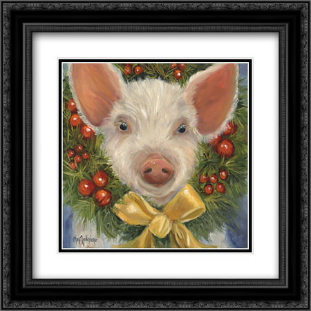 Piggy Pudding 2x Matted 20x20 Black Ornate Framed Art Print by Wollenberg,