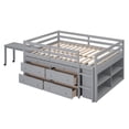 thumbnail image 3 of Harper & Bright Designs Full Size Loft Bed with Retractable Writing Desk and 4 Drawers, Wooden Loft Bed with Lateral Portable Desk and Shelves, Gray, 3 of 9