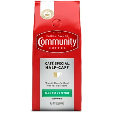 Community Coffee Café Special Half - Caff Medium-Dark Roast Ground 12 oz Gable Top