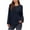 Navy, variant on Women's Waffle Knit Long Sleeve Tops Dressy Casual Loose Crewneck Solid Color Fall Basic Shirts Business Blouses 2024 with Pocket