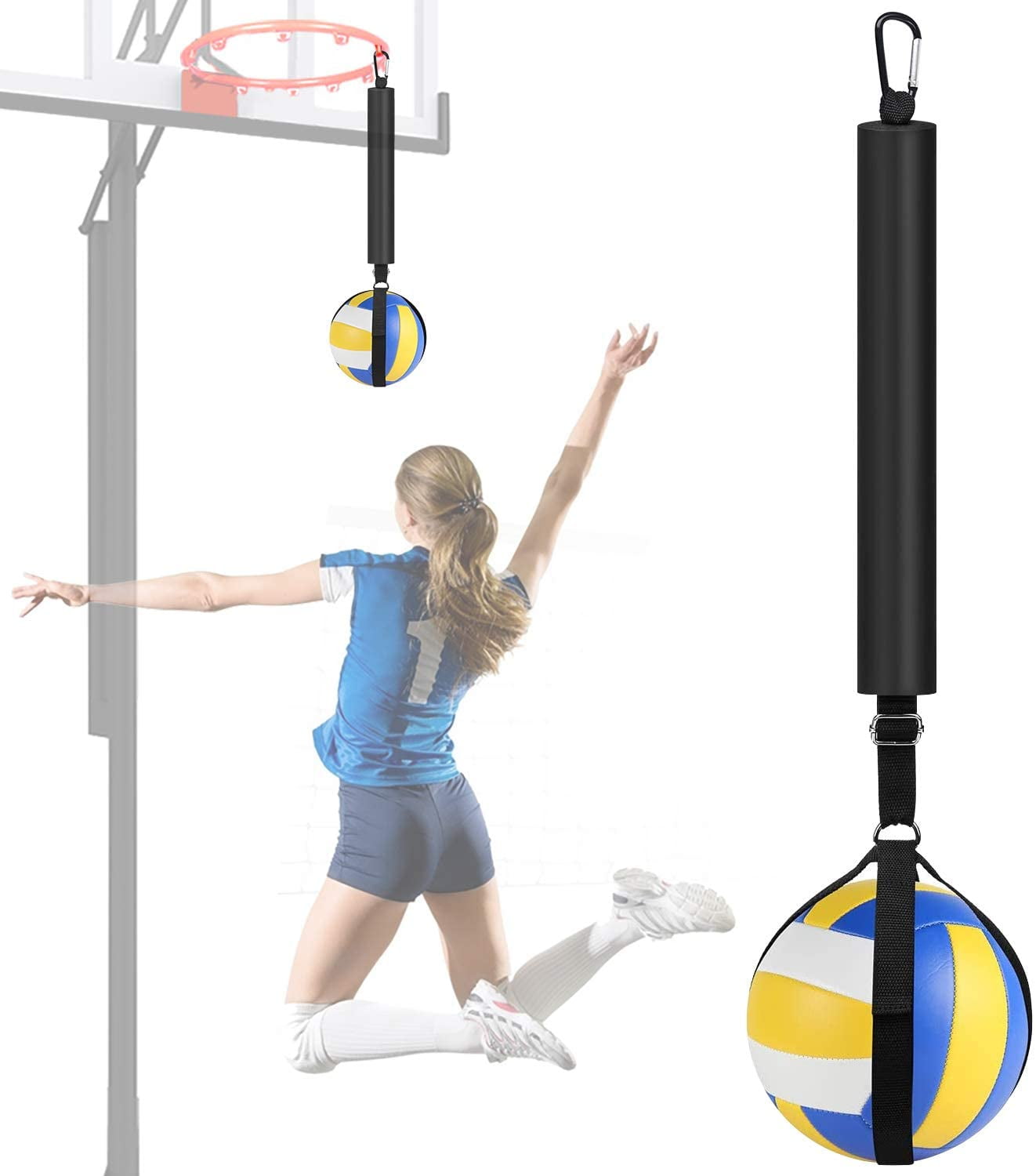 Volleyball Spike Trainer, Volleyball Spike Training System for Basketball Hoop, Volleyball Equipment Training Aid Improves Serving, Jumping, Arm Swing Mechanics and Spiking Power