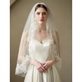 thumbnail image 4 of YooGuoGuo Wely 1 T Fingertip Length Glitter Lace Pearl Wedding Bridal Veil With Metal Comb F44, 4 of 6