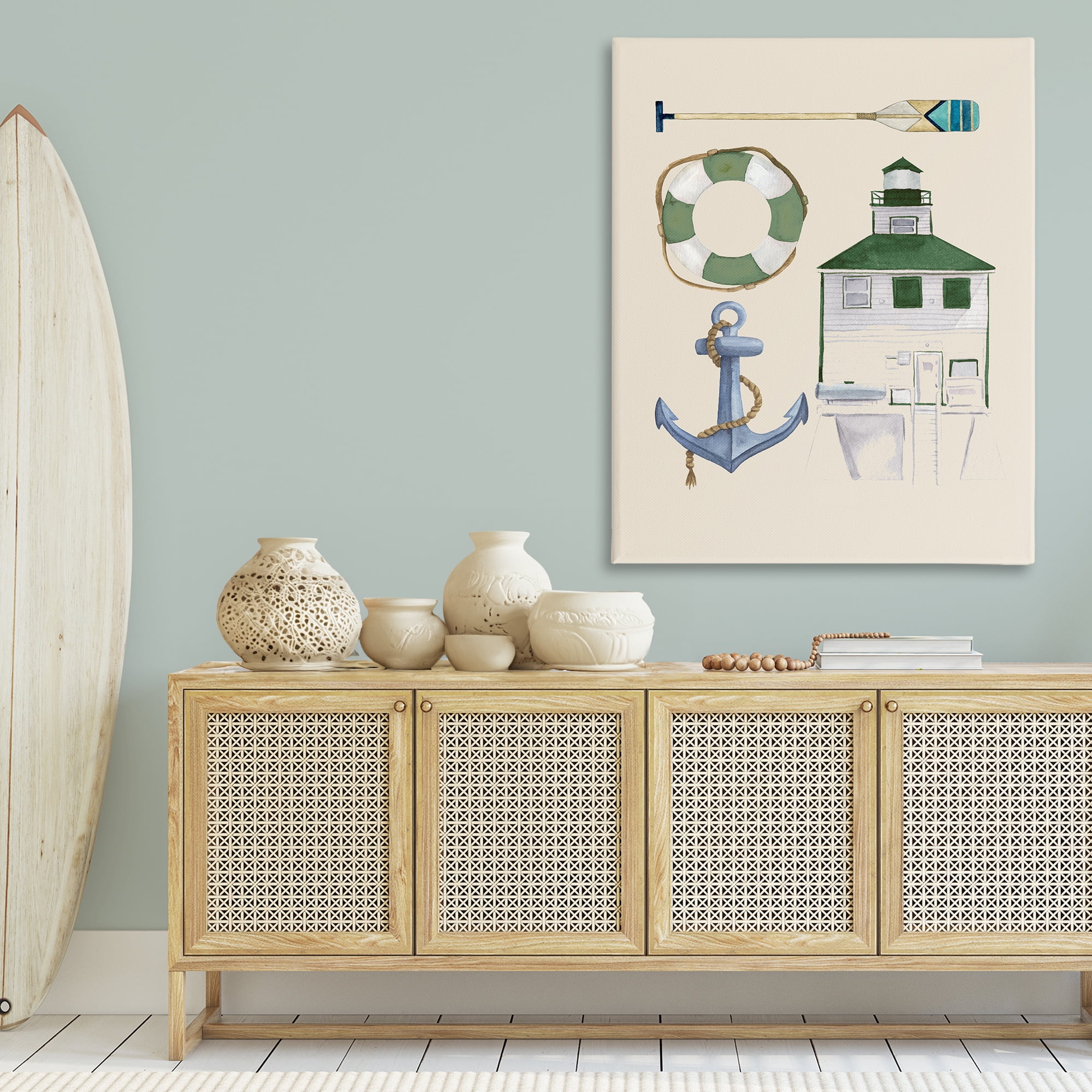 Stupell Industries Boating & Lake Gear Nautical & Beach Painting Wrapped Canvas Art Print Wall Art, 36 x 48
