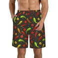 thumbnail image 2 of Uemuo Chili2 Pattern Men's Swim Trunks Hawaiian Beach Bathing Suit Swimsuits Beach Quick-Dry Shorts with Pockets-Medium, 2 of 9