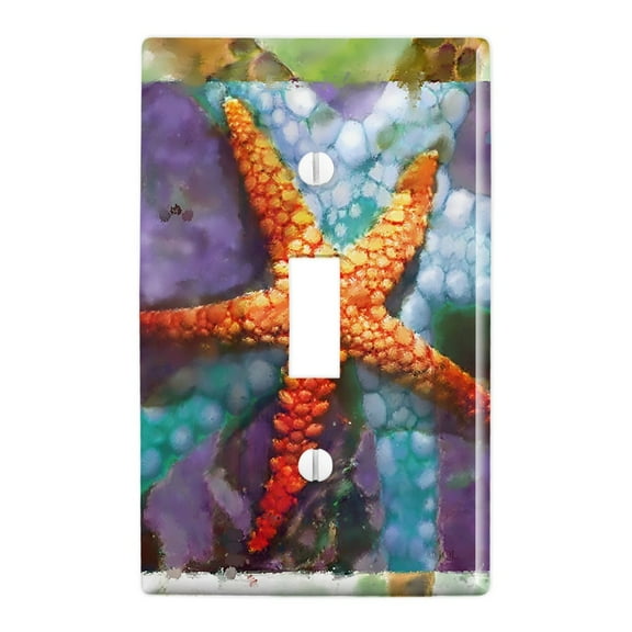 Starfish Watercolor Tropical Ocean Beach Plastic Wall Decor Toggle Light Switch Plate Cover