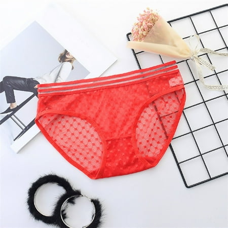 

Aayomet Cotton Underwear for Women Womens Ultra Thin Transparent Panties Seamless Comfortable Breathable Ladies Low Waist Red M