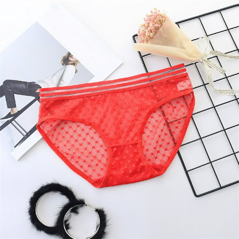 CAICJ98 Plus Size Lingerie Womens Underwear Cotton Underwear No Muffin Top  Full Briefs Soft Breathable Ladies Panties For Women Red,M 