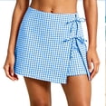 thumbnail image 7 of RQYYD Women's Gingham Wrap Skort Tie Waist Casual Summer Lightweight Breathable Trousers with Hidden Shorts, 7 of 7