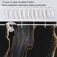 thumbnail image 6 of Marble Shower Curtain, Gold and Black Luxury Liquid Marble Shower Curtain Set for Bathroom Waterproof Polyester Fabric Modern Ink Texture Bathroom Decor with Hooks, 72x72 Inch, 6 of 6