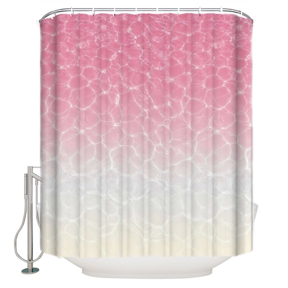 Pink Ombre Ocean Waves Bathroom Shower Curtains with 12 Hooks Polyester Waterproof Shower Curtain for Stalls and Bathtubs Summer Sea Coastal Decorative Bathroom Privacy Curtain 60x72 Inches