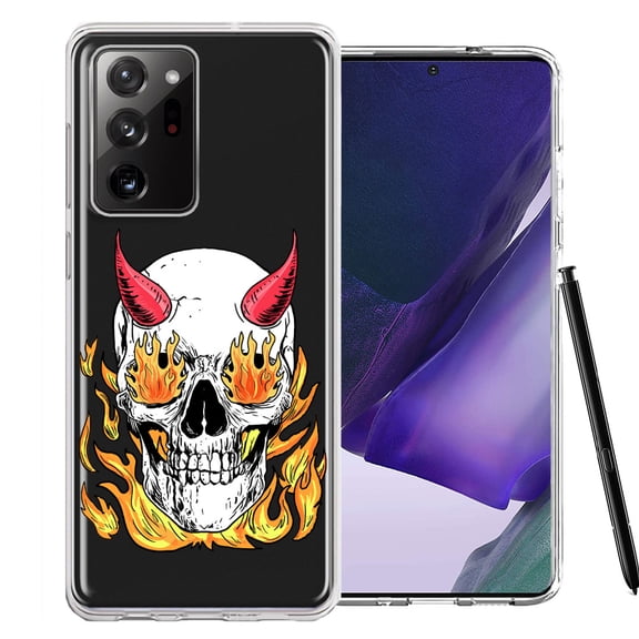 MUNDAZE For Samsung Galaxy Note 20 Ultra Flamming Devil Skull Design Double Layer Phone Case Cover