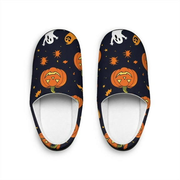Halloween Slippers Scary Pumpkins & Ghosts - MENS Indoor Slippers Halloween Gifts For Mom Costume Pumpkin Shoes