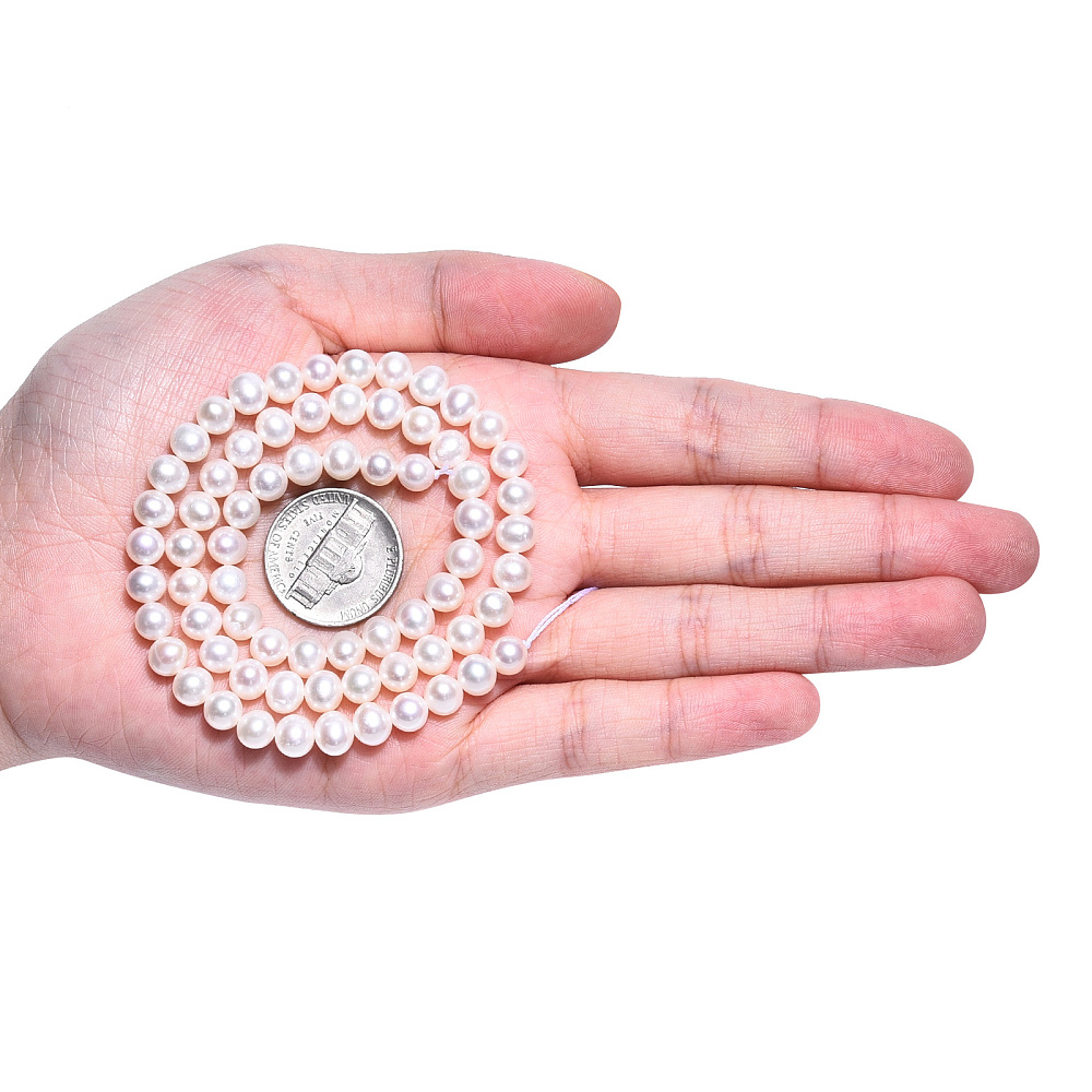 Natural Cultured Freshwater Pearl Beads Strands Round Creamy White 5.5~7mm Hole: 0.5mm about 60~69pcs/strand 14.65 inch~15.63 inch(37.2~39.7cm) DIY