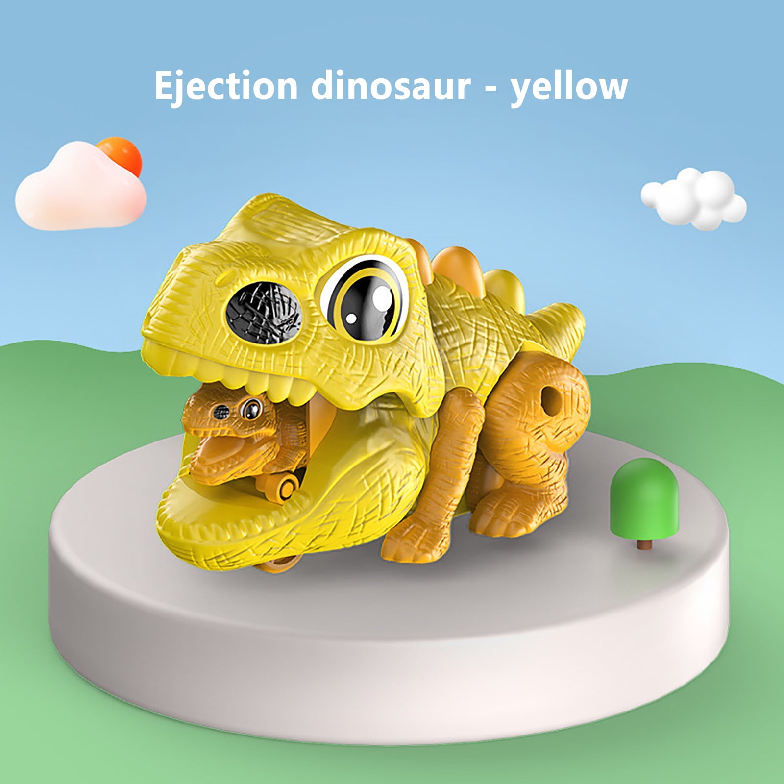 HAXMNOU Children's Toy Dinosaur Dinosaur Car Catapult Sliding Toy Car  Simulation Modeling Cartoon Cute Fun Puzzle 
