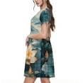 thumbnail image 2 of Rateoe Mountain Lotus Serenity Pattern Women’s Short Sleeve Dress – Casual Elegant Summer A-Line Dress for Everyday Wear, 2 of 6
