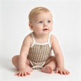 thumbnail image 4 of biudgviw Baby Girl Clothes Breathable Plaid Camisole Bodysuit Newborn Infant Outfit Button Front Sleeveless Casual Onesies(Coffee,0-3 Months), 4 of 7