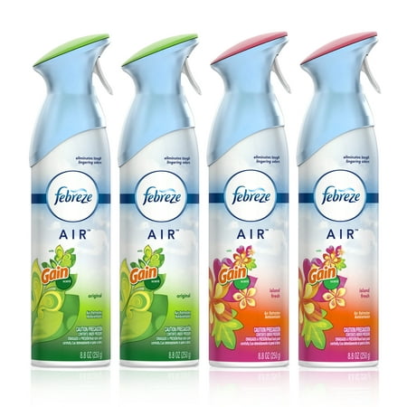 Febreze Air Freshener, 2 Gain Original and 2 Gain Island Fresh scents (4 count, 8.8 fl