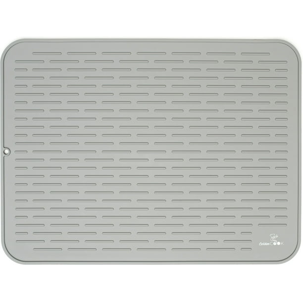 Silicone Dish Drying Mat 24 X 18 Extra Large Dish Drying Mat (Gray