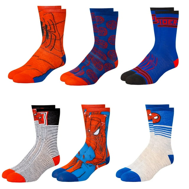 Calcetas Marvel Spiderman Paquete de 6 para Niños y Hombres Deportivas